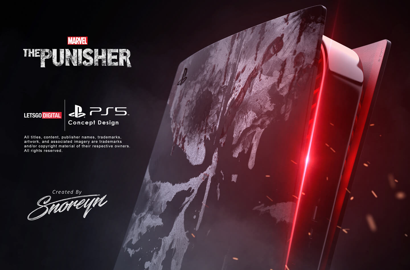 PS5 skin cover dedicated to Marvel character The Punisher