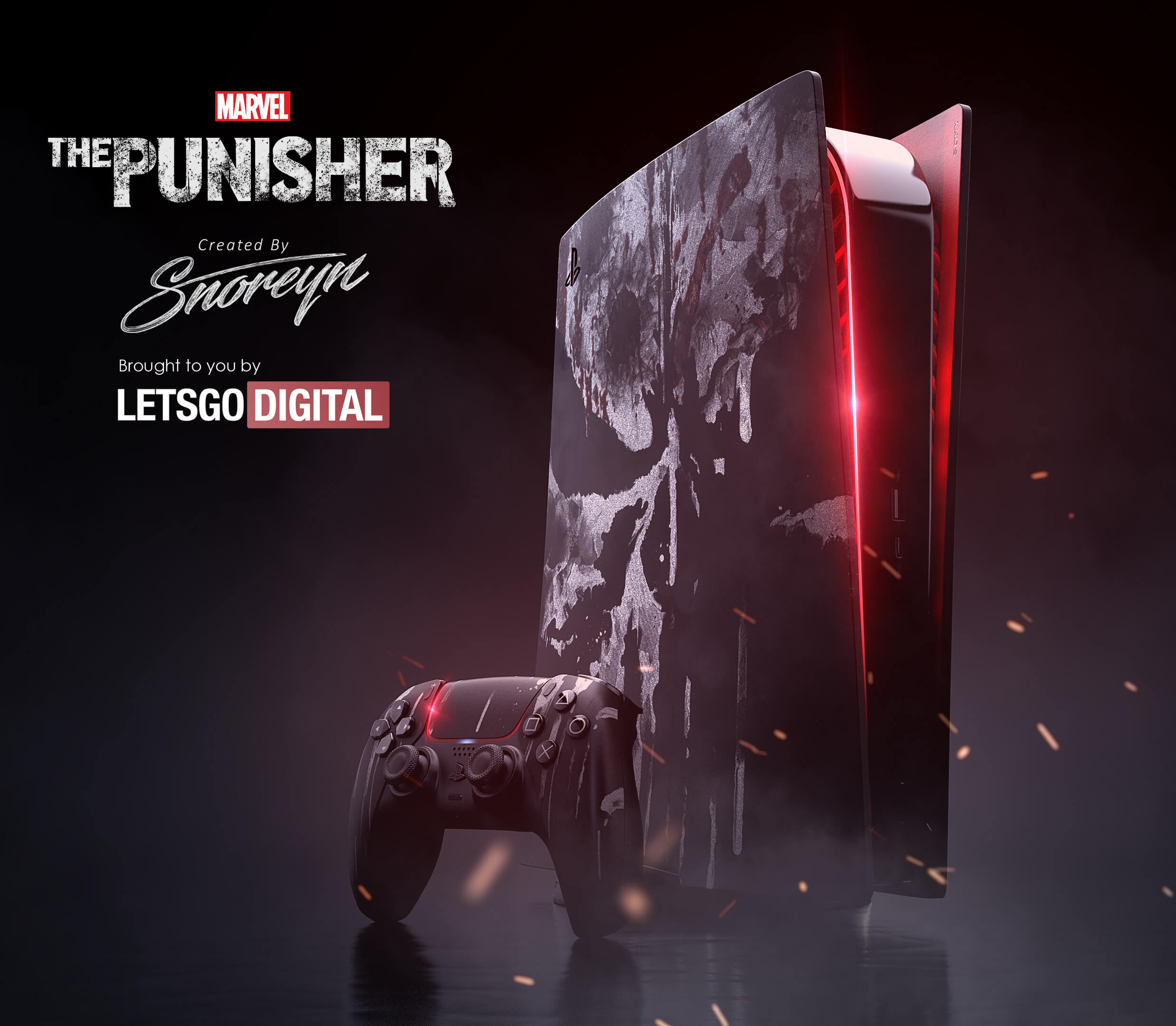 Ps5 Skin Cover Dedicated To Marvel Character The Punisher Letsgodigital