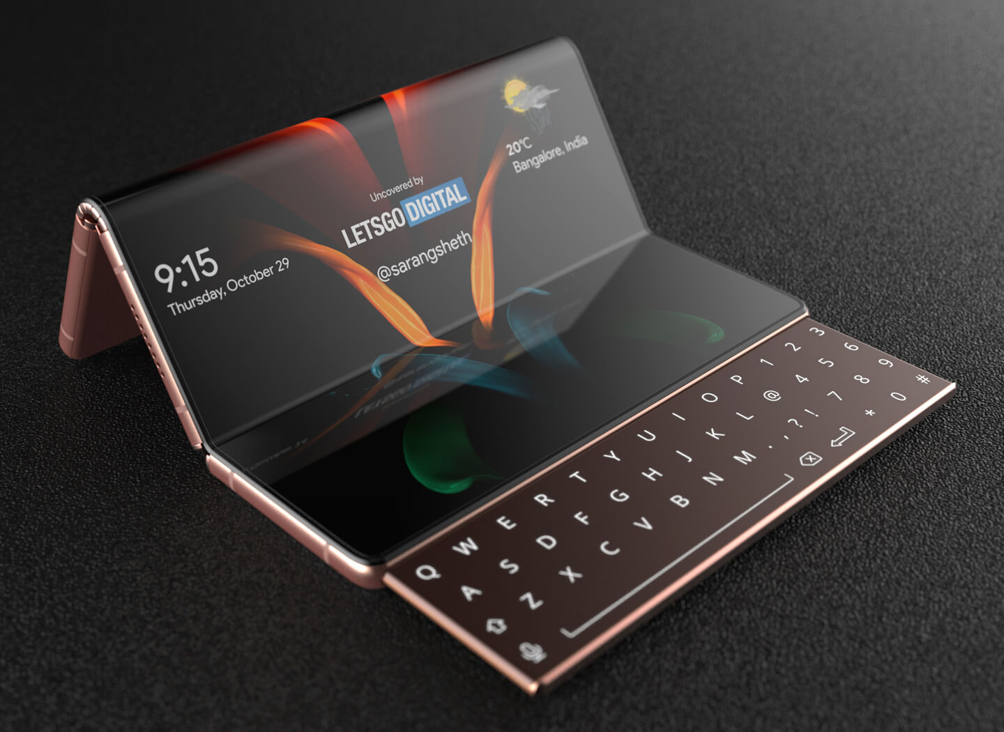 Samsung foldable smartphone sliding keyboard