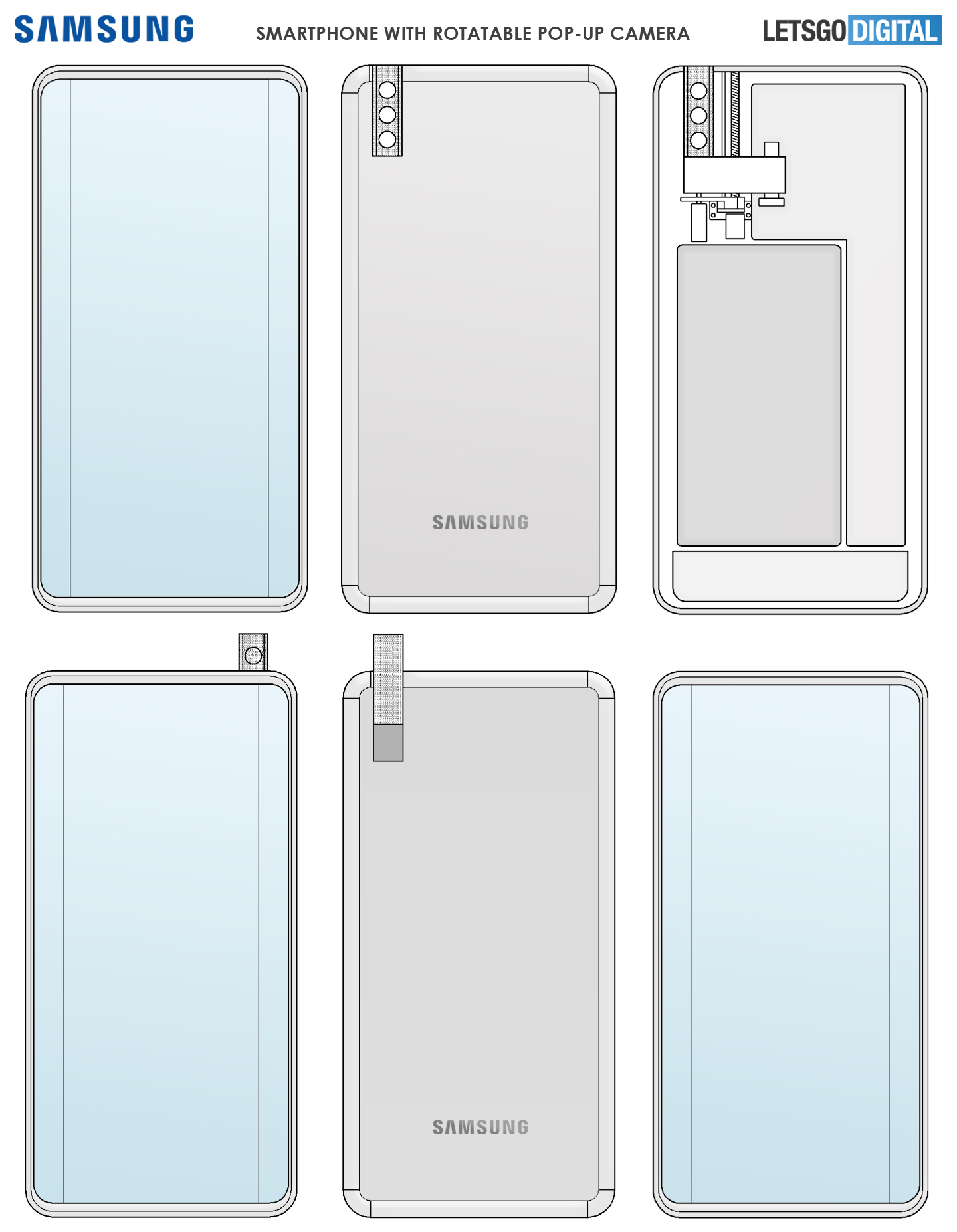 Samsung smartphone rotating pop-up camera