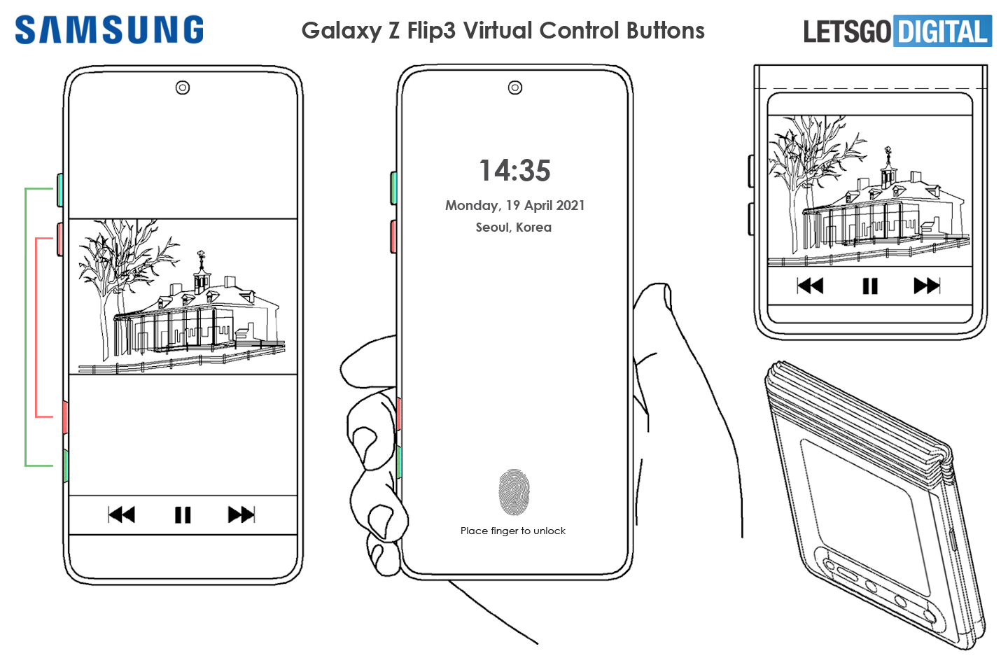 Samsung Z Flip 3 virtual buttons